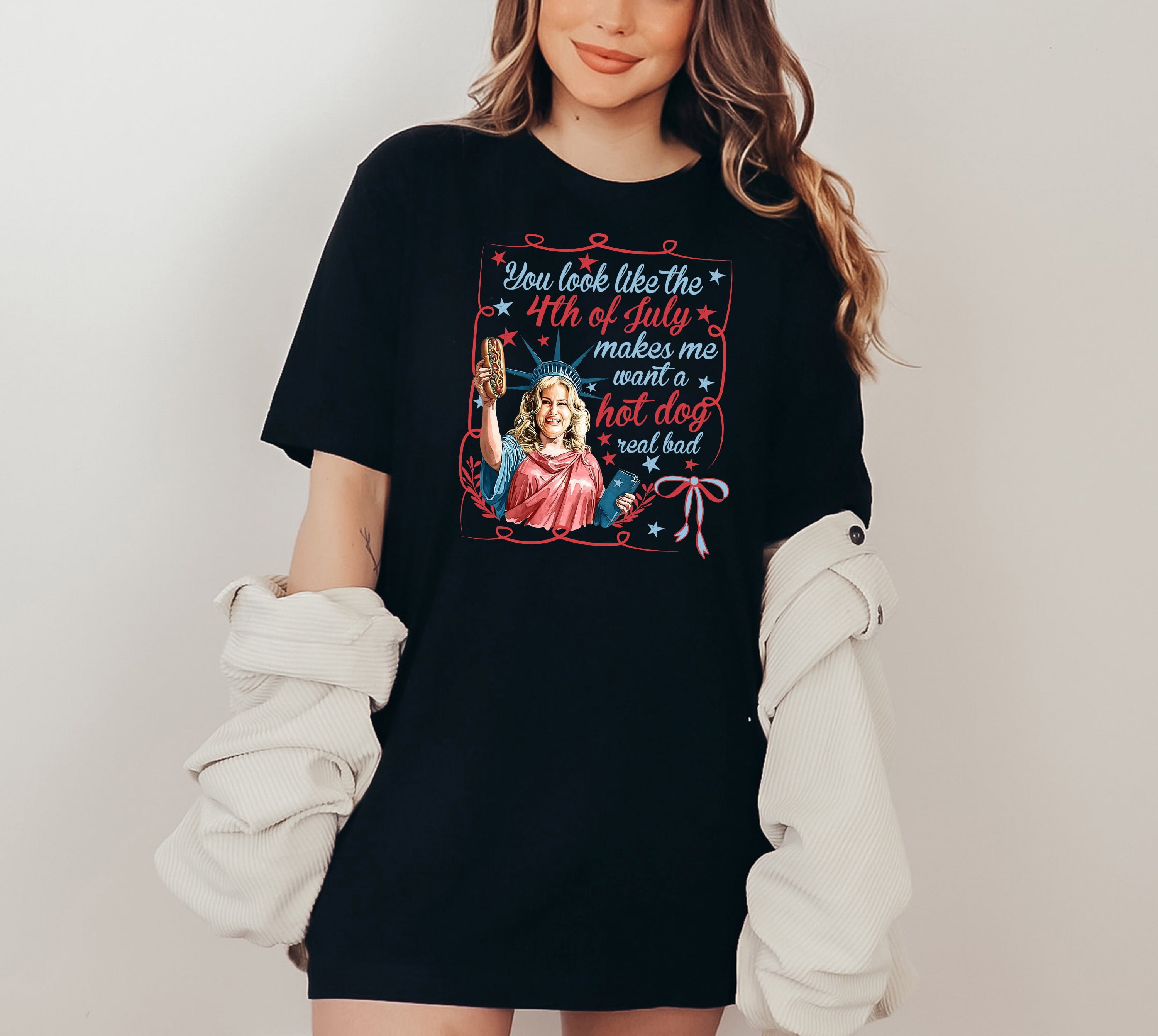 July Lady Moonlight Apparel Funny 4th of July Lady Liberty Graphic Tee You Look ...