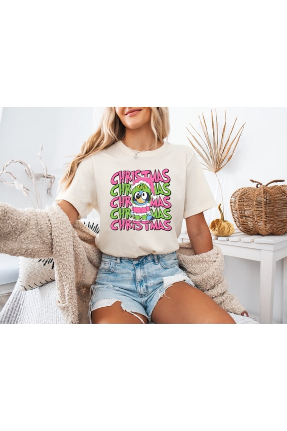 Funny Christmas Graphic T-Shirt Women & Teens Cute Grumpy Holiday Creature Shirt Santa Costume Xmas Top Festive Matching Family Gift Short Sleeve Casual Unisex Tee