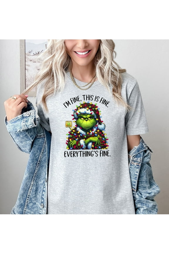 Funny Christmas Grumpy Green Character T-Shirt Holiday Lights Sarcastic Graphic Tee for Women & Men Multi-Colors Comfort Shirt Humorous Xmas Gift for Adults & Teens