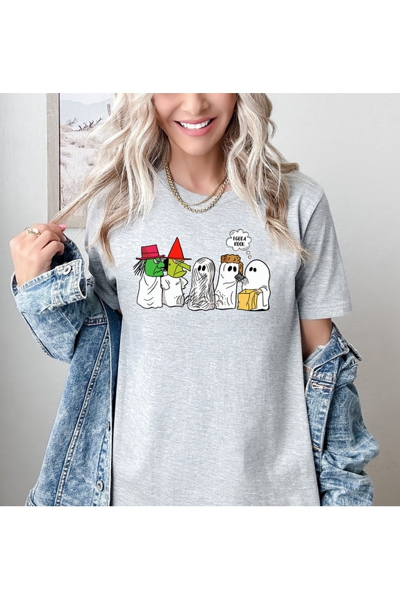 Funny Halloween T-Shirt I Got A Rock Cute Ghost Witch Graphic Tee Casual Trick or Treat Spooky Short Sleeve Shirt for Fall Holiday Outfits