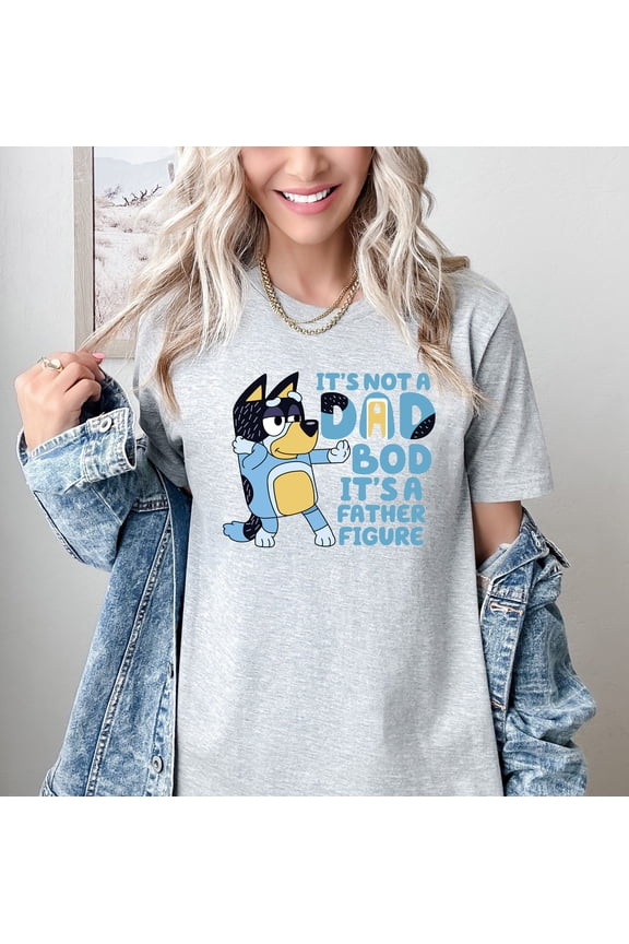 Funny Multicolor Dad Bod Graphic T-Shirt Father Figure Cartoon Tee for Men Retro Humorous Unisex Cotton Shirt for Father’s Day & Gifts