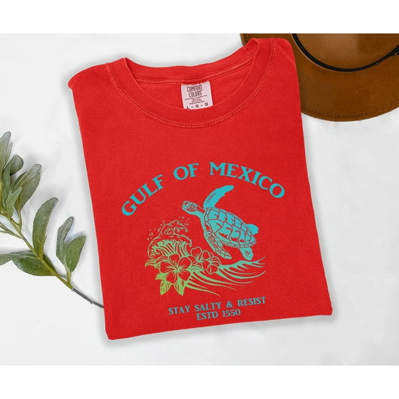 Moonlight Apparel Gulf of Mexico Turtle Shirt for Men & Women Comfort Multi-Colors Graphic Tee, Vintage Beach Sea Life T-Shirt, Ocean Wildlife Lover Gift, Stay Salty Resist