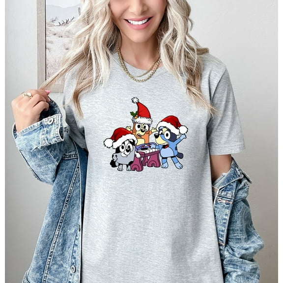 Moonlight Apparel Kids Christmas Cartoon Graphic T-Shirt Cute Holiday Santa Hat Tee Funny Holiday Family Matching Shirt Festive Cartoon Group Print