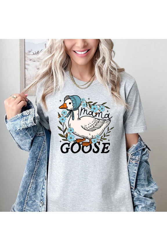 Mama Goose Graphic Tee – Multicolor Funny Farm Animal Shirt for Women Cute Cotton Comfort Colors T-Shirt for Mother's Day, Gifts & Casual Wear