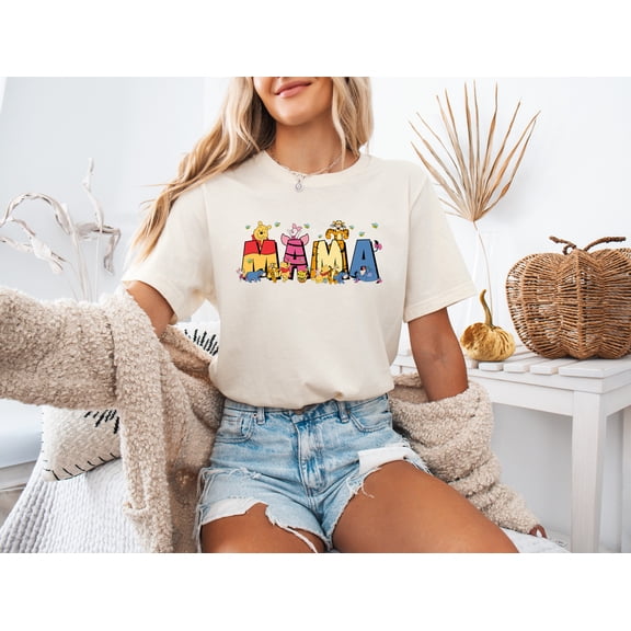 Moonlight Apparel Mama Graphic T-Shirt for Women Cute Cartoon Animal Character Tee Casual Short Sleeve Top Gift for Mom Mother’s Day Shirt Soft Comfort Fit Funny Mom T-Shirt