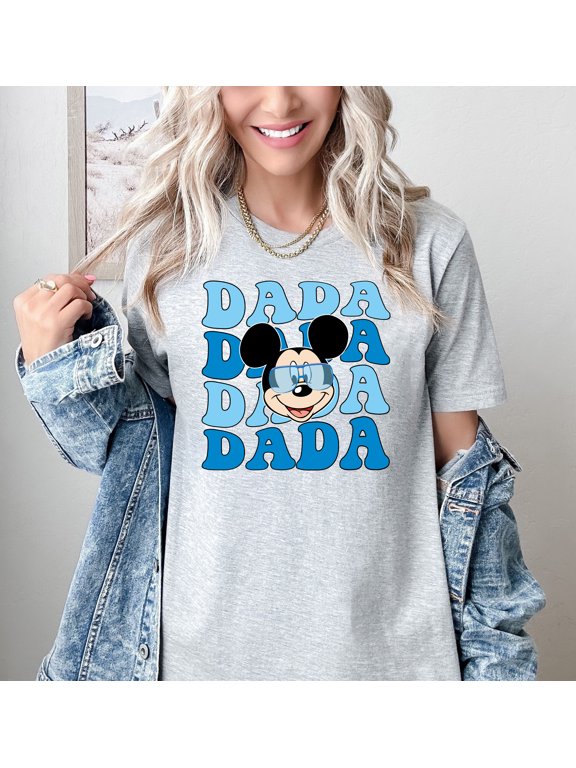 Multicolor Cartoon Dada T Shirt for Men Cool Graphic Tee with DADA Print Soft Cotton Funny Gift Idea for Father Casual Crewneck Top
