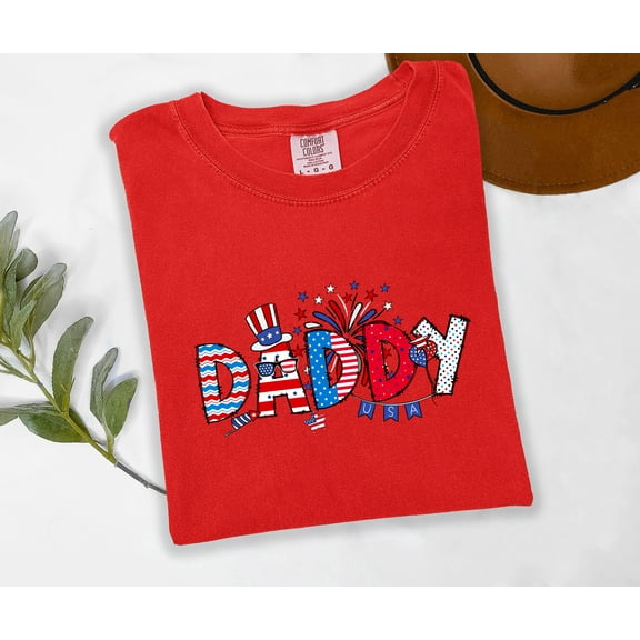 Moonlight Apparel Patriotic USA Daddy Graphic Multicolor T-Shirt Comfort Colors Tee Casual Wear Gift for Dads