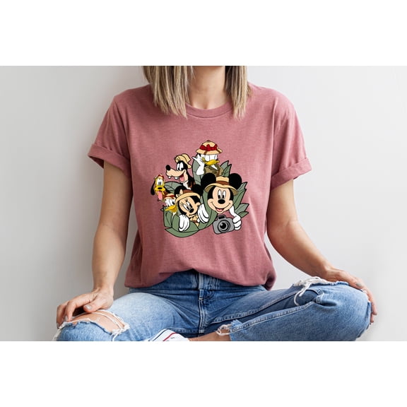 Moonlight Apparel Safari Adventure Cartoon Character Shirt Comfort Multi-Colors Graphic Tee for Men & Women, Jungle Explorer Animal Friends T-Shirt, Vacation Family Matching Outfit