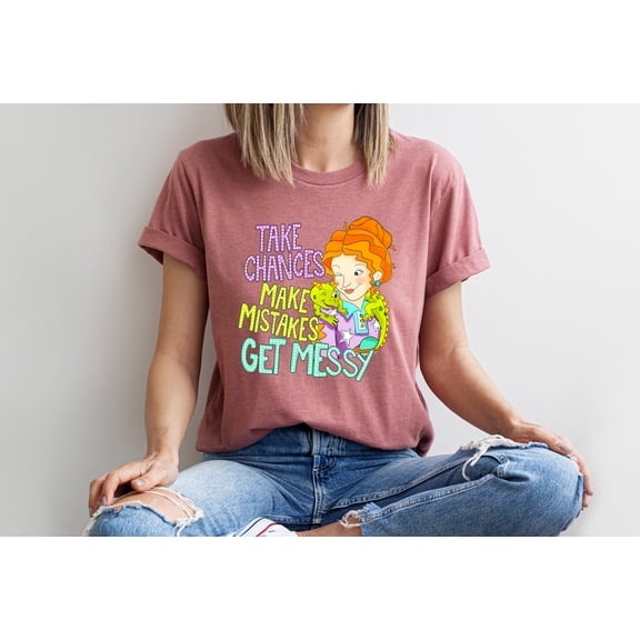 Moonlight Apparel Take Chances Make Mistakes Get Messy Teacher Shirt Science Graphic Tee for Women Fun Motivational Multi-Color T-Shirt for School, STEM, and Classroom Style