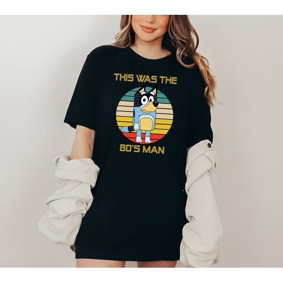 Moonlight Apparel This Was the 80s Man Style Cartoon Dog Graphic Multicolor T-Shirt Vintage Unisex Tee for Adults Soft Breathable Cotton Humor Shirt
