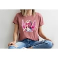 thumbnail image 1 of Moonlight Apparel Trendy Angel Graphic T-Shirt for Women Bubblegum Cherub with Pink Wings & Sunglasses Cute Peace Sign Aesthetic Tee Soft Heather Cotton Top, 1 of 5