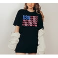 thumbnail image 1 of Moonlight Apparel USA Patriotic T-Shirt for Women American Flag Star Print with Red Plaid Bows Casual Summer Graphic Tee, 1 of 6