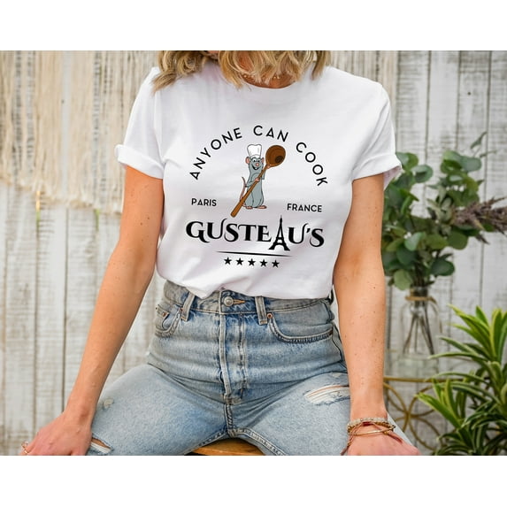 Moonlight Apparel Vintage Paris Gusteau's Multicolor T-Shirt Anyone Can Cook Rat Chef Graphic Tee Comfort Colors Paris France