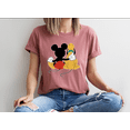 thumbnail image 1 of Moonlight Apparel Women's Mickey Pluto Hug T-Shirt Cute Cartoon Best Friends Graphic Tee Classic Character Shirt Disney Inspired Top Nostalgic Summer Outfit Short Sleeve Cotton Blend Tee, 1 of 6