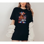 Moonlight Apparel Womens Red White and Boujee Highland Cow T-Shirt Graphic Tee Patriotic Funny Cowgirl Shirt USA Style Summer Top Southern Western Short Sleeve Cotton Tee