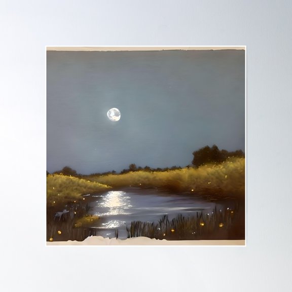 Moonlight August Poster Wall Art, Modern Wall Decor, 24x24 UNFRAMED