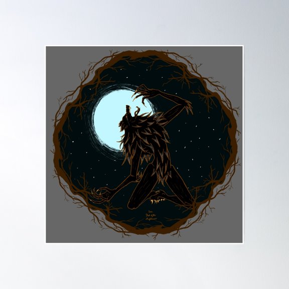 Moonlight Beast Poster Wall Art, Modern Wall Decor, 16x16 UNFRAMED