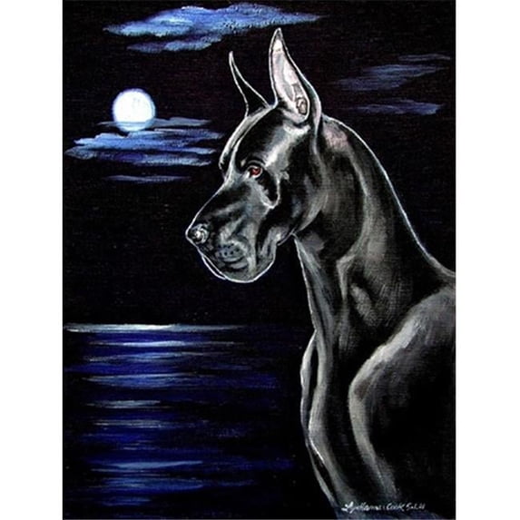 Moonlight Black Great Dane Flag Garden Size