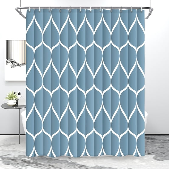 Moonlight Blue Fabric Shower Curtain, Waterproof Design and Polyester, Quick-Drying, Weighted Hem, Shower Curtains Set for Bathroom W 72 x H 72, Machine Washable with 12 Plastic Hooks