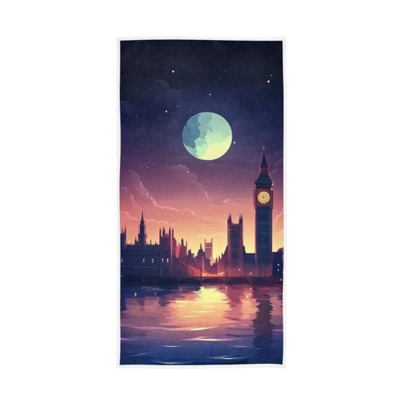 Moonlight City View Face Towel Absorbent Hand Towels Bath Sport Gym