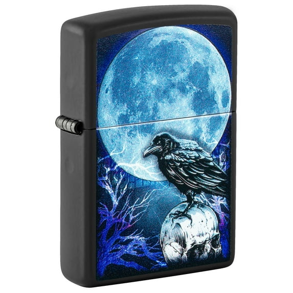 Moonlight Crow Design Blacklight Black Matte Pocket Lighter