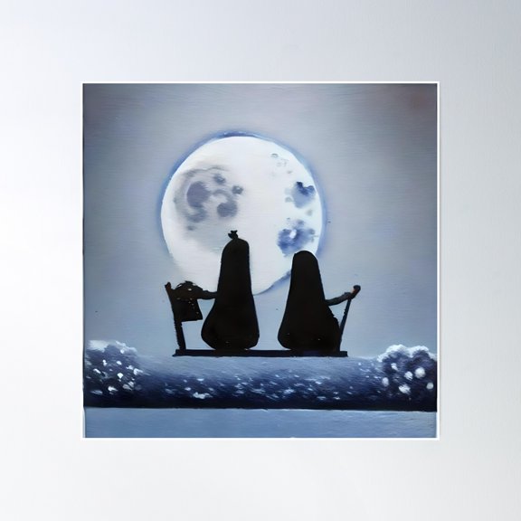 Moonlight December Poster Wall Art, Modern Wall Decor, 30x30 UNFRAMED