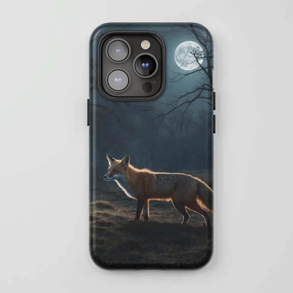 Moonlight Fox For All iPhone Series Protective Phone Case Realistic Nocturnal Forest Deep Blue