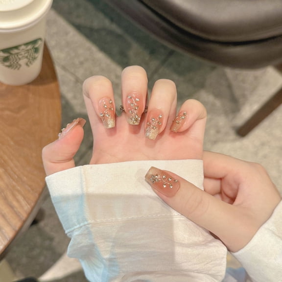 [Moonlight Galaxy] Purely handmade wearing armor horse eye zircon champagne gradual change cat eye level sense light luxury temperament manicure