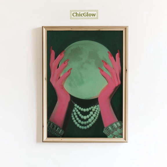 Moonlight Hands Mystical Wall Art Home Decor Unframed Paper Print