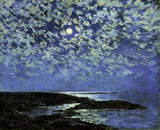 Moonlight Isle of Shoals Canvas Art - Childe Hassam (20 x 24)