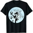 thumbnail image 1 of Moonlight Night Black Crow Forest Animal Bird Raven T-Shirt, 1 of 5