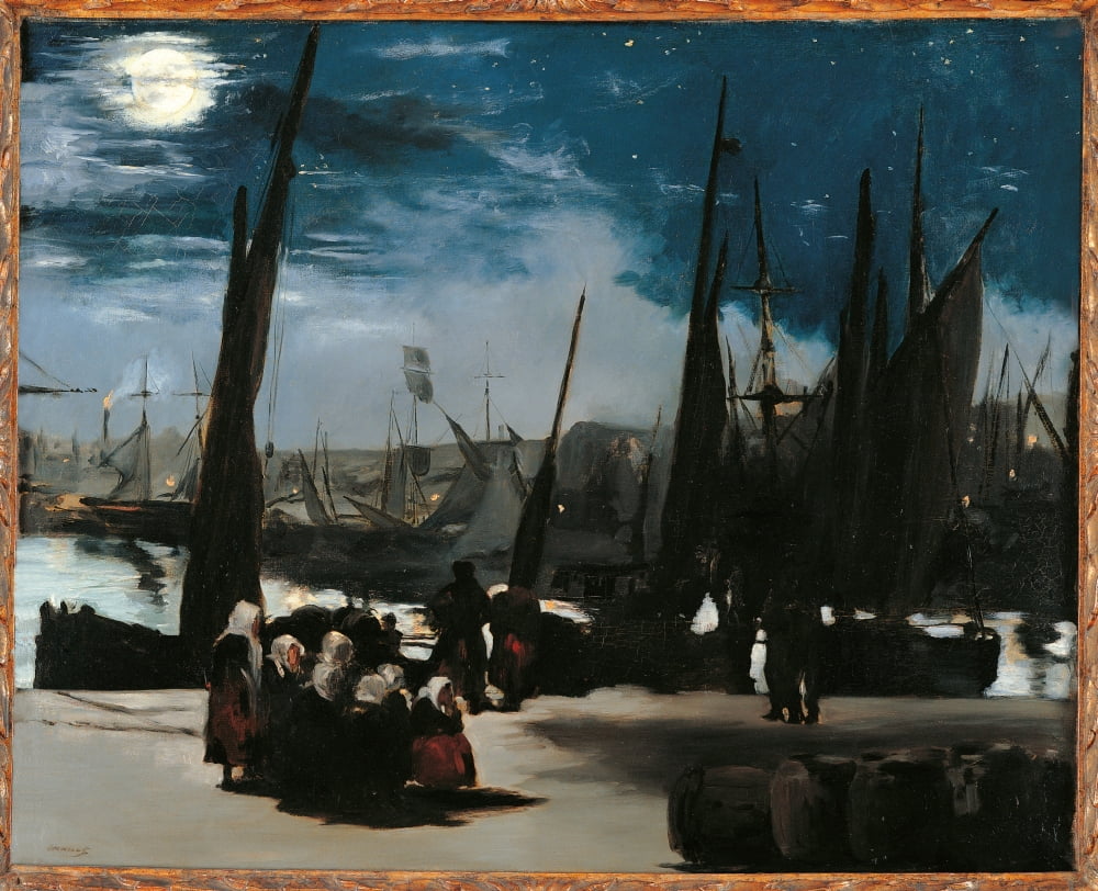 Moonlight Over The Port Of Boulogne Canvas Art - (24 x 18)