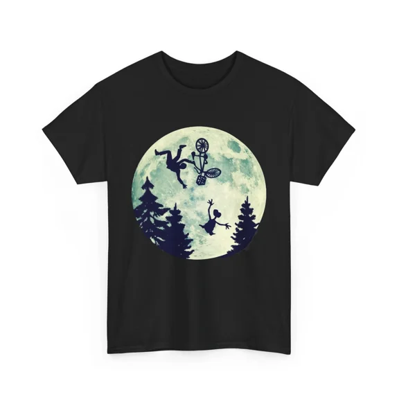 Moonlight Ride Tee, Elliot and E T Funny Mishap Shirt, Retro Movie Gift