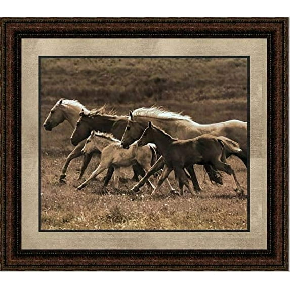 Moonlight Run | Framed Western Horse Art in Double Mat | 21L X 25W" Inches