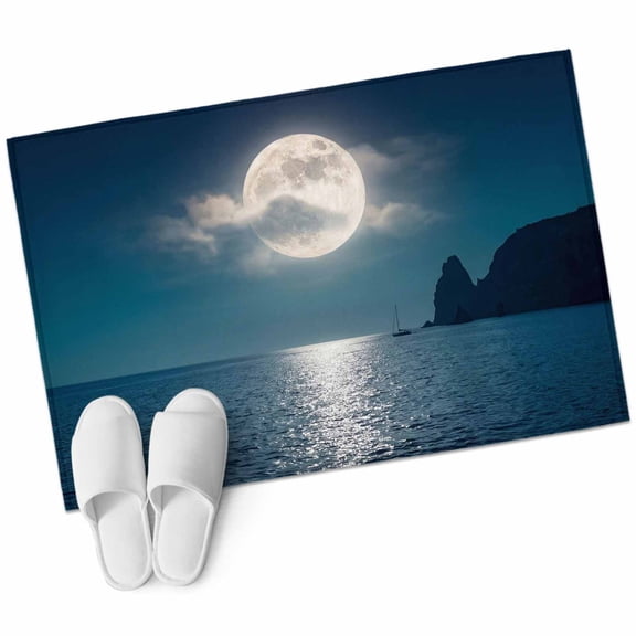 Moonlight Sea Night Area Rugs Collection 2'x3', Abstract Modern Art Ocean Cloud Non Slip Indoor Rectangle Throw Runner Rug Floor Mat Carpet for Living Room Dining Table Bedroom Nursery