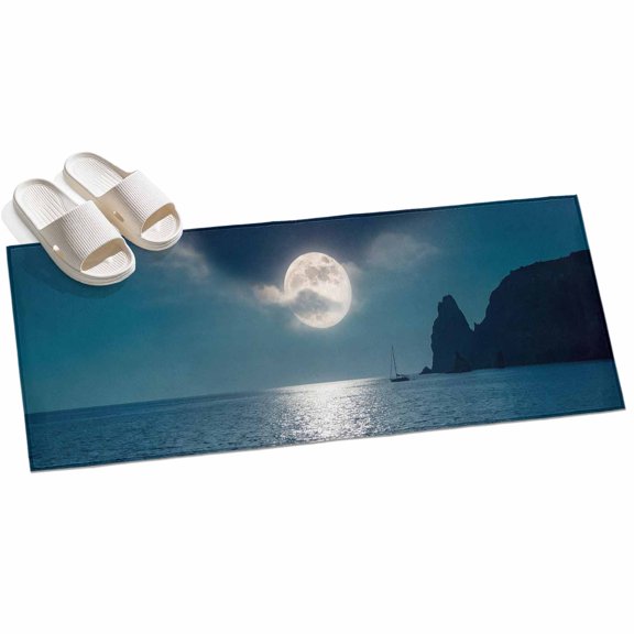 Moonlight Sea Night Hallway Runner Rug 2x6 Washable Non Slip Kitchen Runner Rug for Bedside Bathroom Abstract Modern Art Ocean Cloud Indoor Floor Carpet Area Rugs for Living Room Bedroom Office