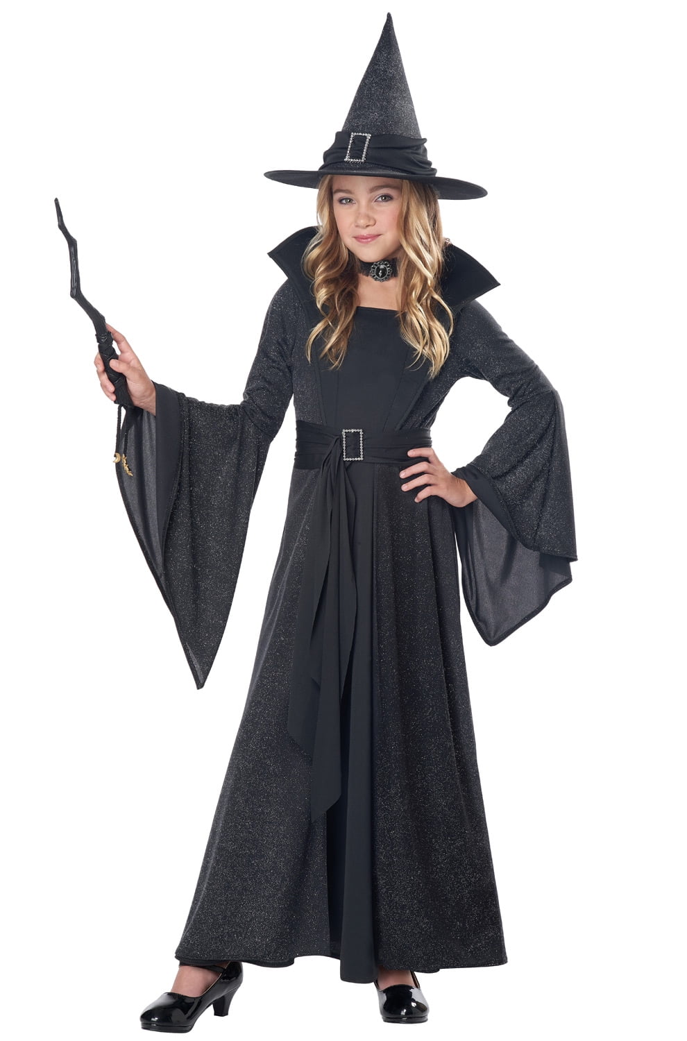 Lush Black Sparkle Witch Costume with Rhinestone Buckle