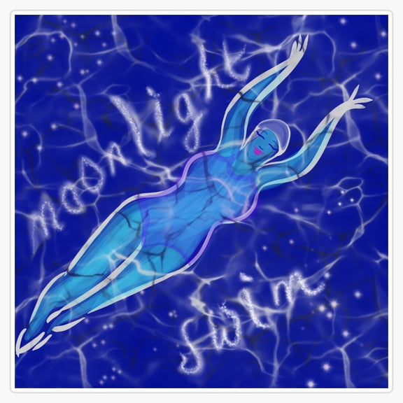 Moonlight Swim Romantic Night Routine Ocean Wave Sticker