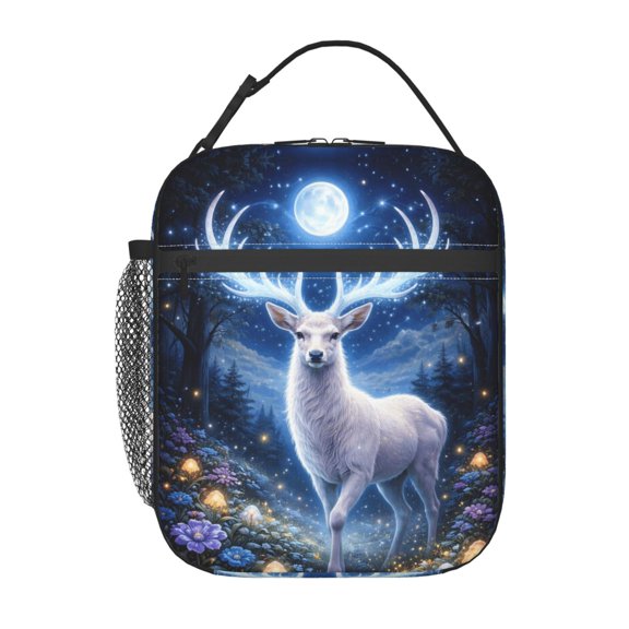 Moonlight White Deer Lunch Bag Portable Thermal Lunch Box for Men and Women