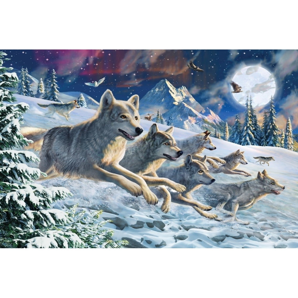 Moonlight Wolfpack Poster Print by Adrian Chesterman - Walmart.com