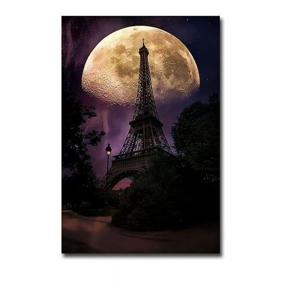 Moonlight in Paris by John Rivera Premium Gallery-Wrapped Canvas Giclee Art - Ready-to-Hang, 24 x 36 x 1.5 in.