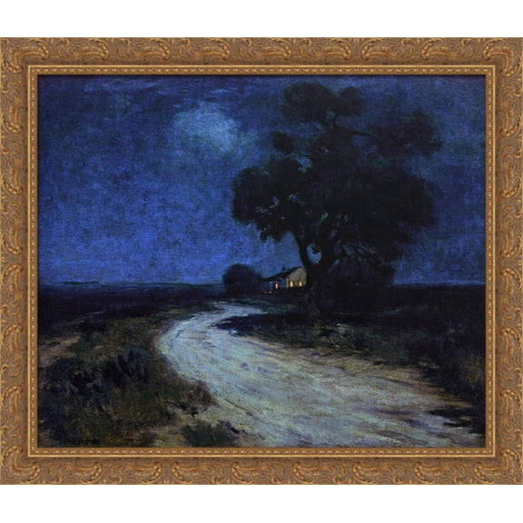Moonlight in South Texas 32x28 Large Gold Ornate Wood Framed Canvas Art by Robert Julian Onderdonk