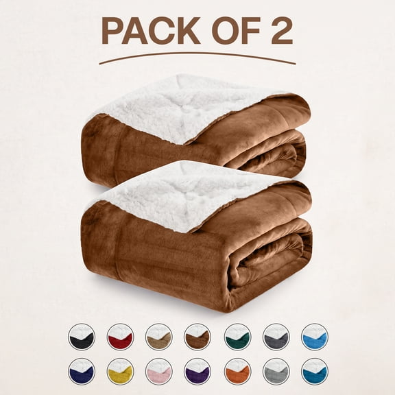 Moonlight20015 2-Pack King Size Sherpa Fleece Blankets – Reversible Plush Microfiber Bedding, Soft Warm Lightweight 410 GSM, 90 x 108 Inches, Coffee