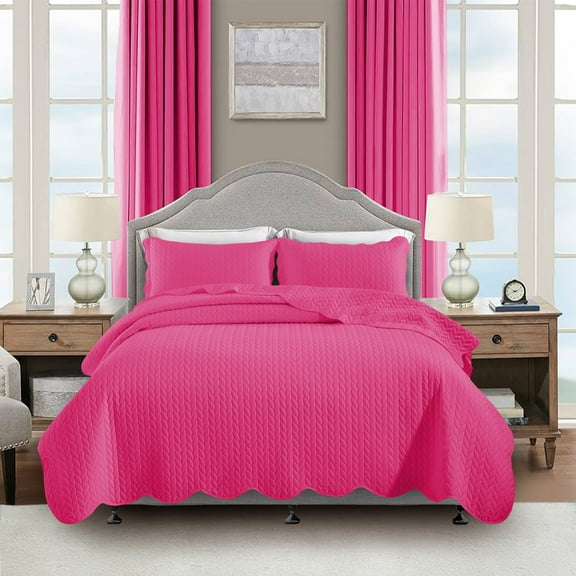 Moonlight20015 2 Piece Quilt Set Lightweight Ultrasoft Microfiber Bedding Baby Pink Color Twin