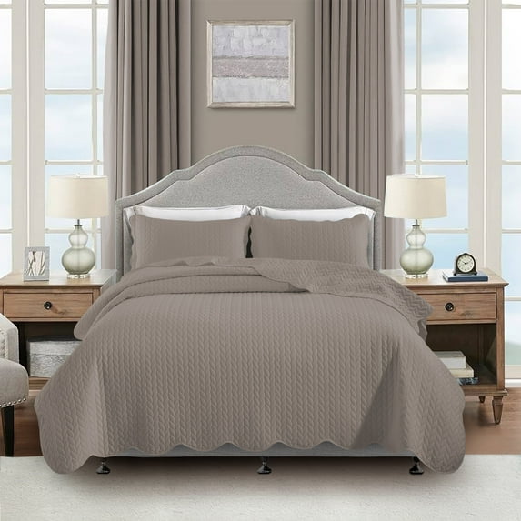 Moonlight20015 2 Piece Quilt Set Lightweight Ultrasoft Microfiber Bedding Beige Color Twin