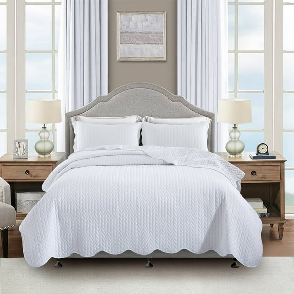 Moonlight20015 2 Piece Quilt Set Lightweight Ultrasoft Microfiber Bedding White Color Twin