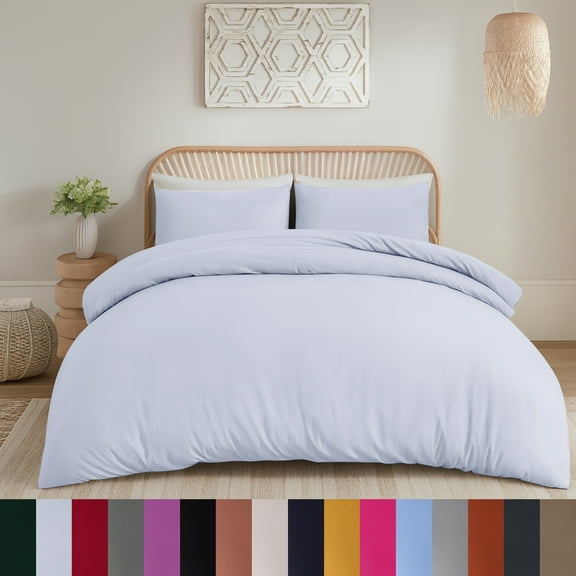 Moonlight20015 3 PC Duvet Cover Set Full Size Plain Button Closer Soft Brushed Microfiber White Color 80 x 90 Inches.