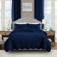 thumbnail image 1 of Moonlight20015 3 Piece Quilt Set Lightweight Ultrasoft Microfiber Bedding Navy Blue Color Queen, 1 of 13
