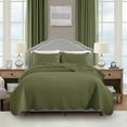 thumbnail image 1 of Moonlight20015 3 Piece Quilt Set Lightweight Ultrasoft Microfiber Bedding Olive Green Color King, 1 of 13