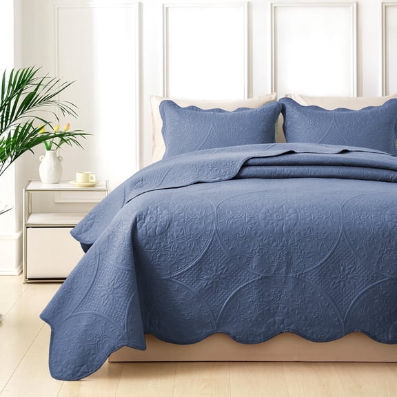 Moonlight20015 3 Piece Quilt Set Ultrasonic Lightweight Microfiber Floral Pattern Pink King